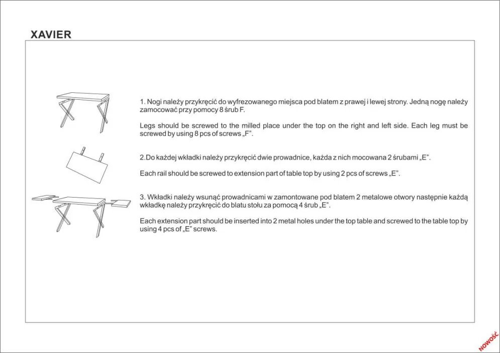 Stół XAVIER 160(250)x90 jasny dąb/czarny rozkładany z naturalnym drewnem | MIRAT. w stylu LOFT kolekcja