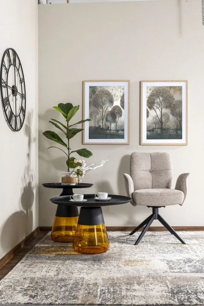 Stolik kawowy TIFFANY B 70x70 czarny/pomarańczowy do salonu I sklep meblowy MIRAT.