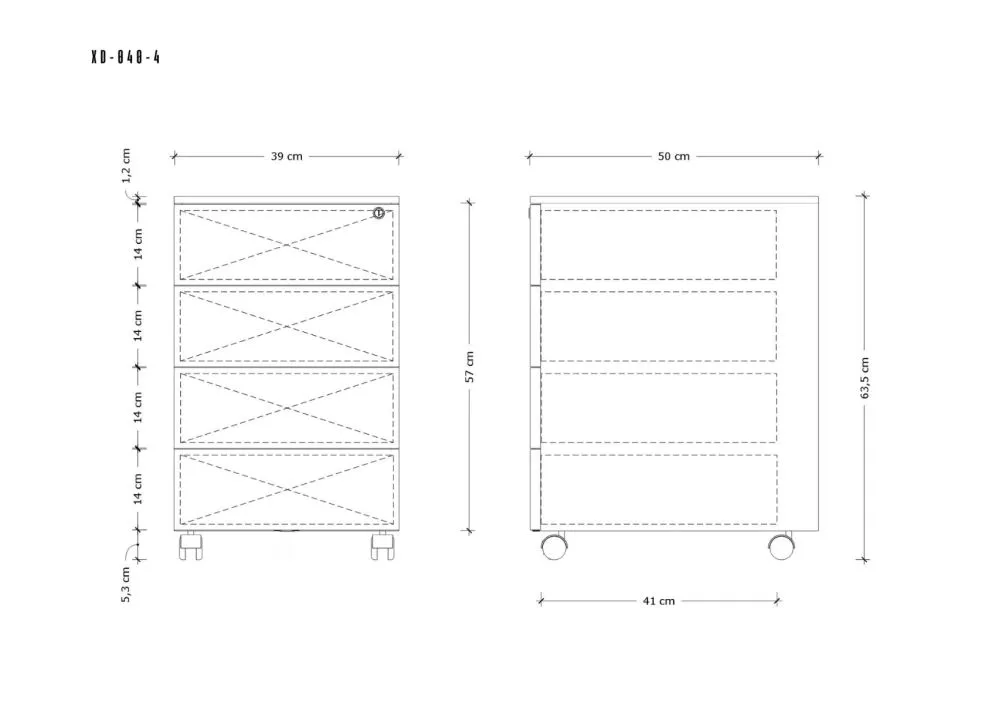 Kontenerek biurowy XD-040-4 czarny z szufladami | MIRAT.