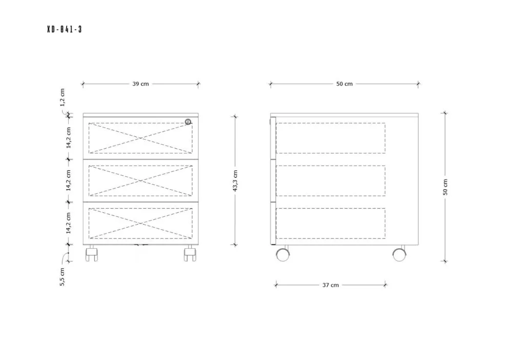 Kontenerek biurowy XD-041-3 biały metalowy na dokumenty | MIRAT.