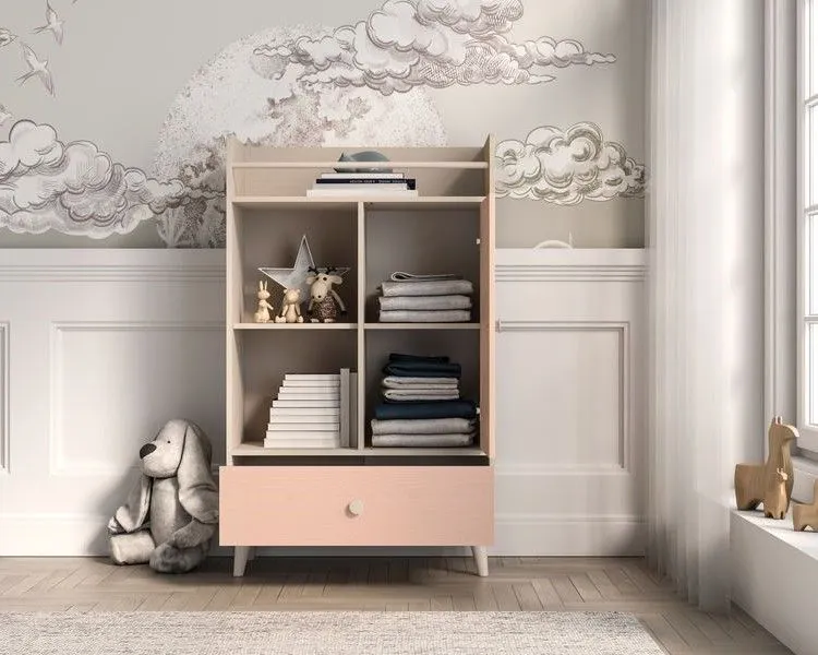 Komoda dziecięca MEVEL 04 różowa I sklep meblowy MIRAT. styl PASTELE kolekcja MEVEL