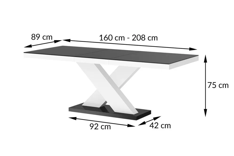 Stół rozkładany XENON biały połysk/czarny połysk designerski | MIRAT.