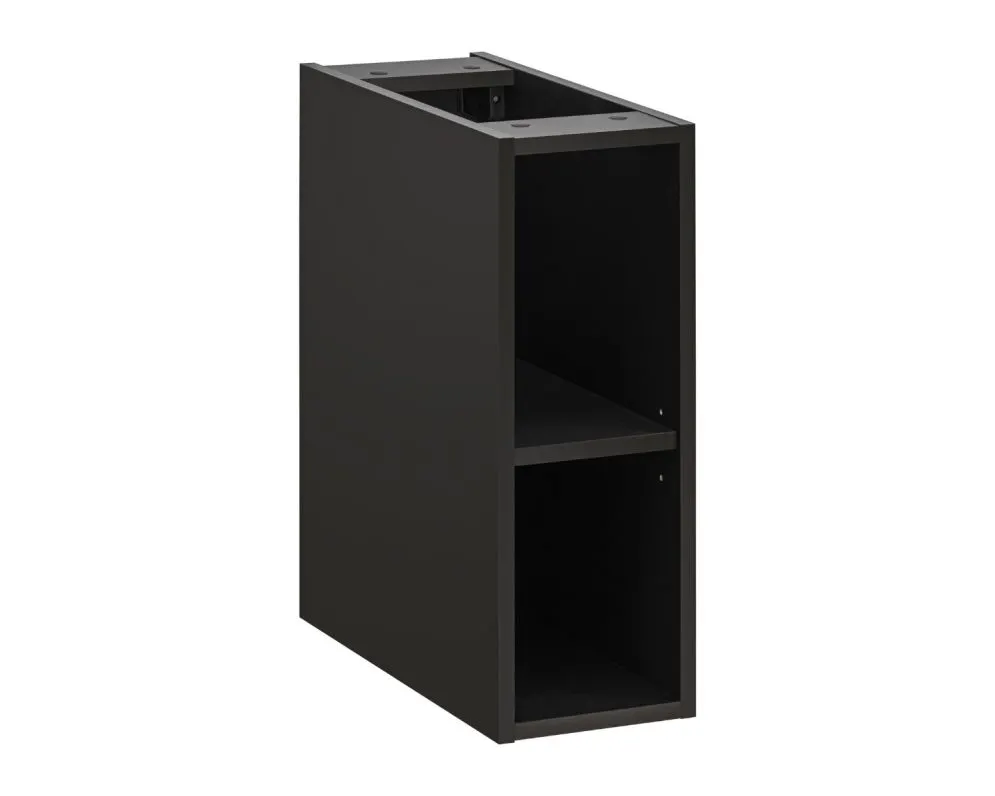 Wisząca szafka pod umywalkę nablatową XILO BLACK WOTAN 82 czarna/dąb x2 + regał - zestaw 140 cm z blatem  I sklep meblowy MIRAT. styl LOFT, RYFLOWANY kolekcja XILO