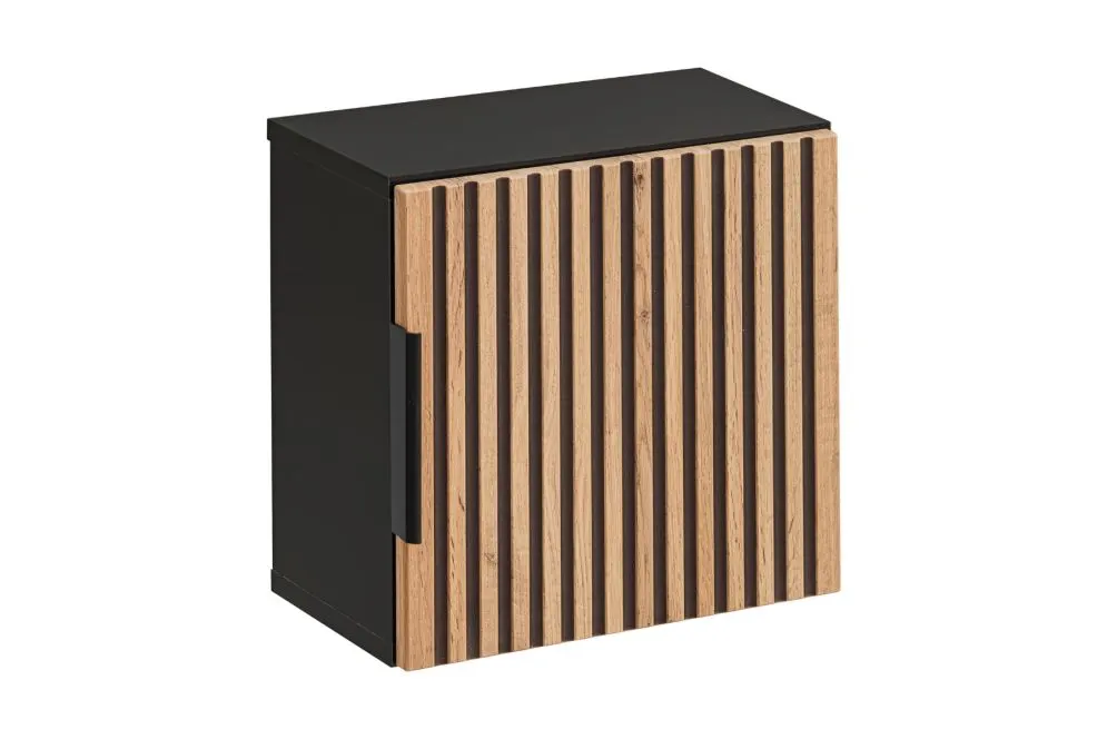 Szafka łazienkowa XILO BLACK WOTAN 83 35cm czarna/dąb wisząca I sklep meblowy MIRAT. styl LOFT, RYFLOWANY kolekcja XILO