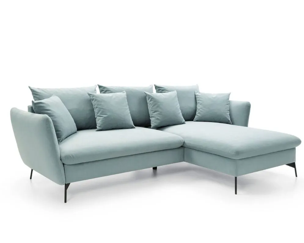 Narożnik z funkcją spania LINDA miętowy prawy wygodny I sklep meblowy MIRAT.
