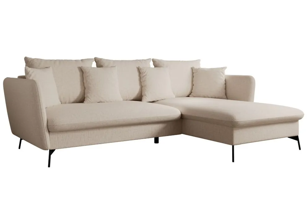 Narożnik z funkcją spania LINDA kremowy prawy z poduszkami I sklep meblowy MIRAT.