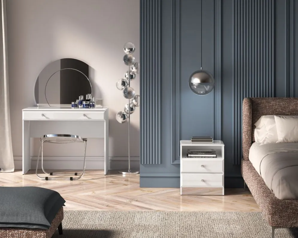 Toaletka BLANC 05 biały połysk I sklep meblowy MIRAT. styl GLAMOUR kolekcja BLANC