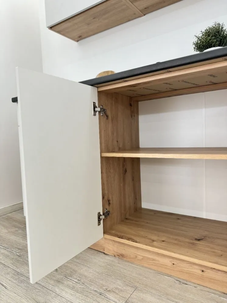 Szafka kuchenna stojąca ISABEL D80 szary mat/dąb artisan dwudrzwiowa I sklep meblowy MIRAT.