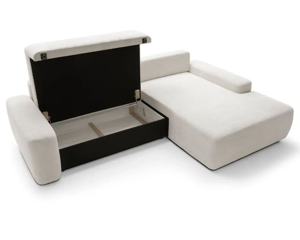 Narożnik z funkcją spania BELLA śmietankowy prawy/lewy I sklep meblowy MIRAT. styl SKANDYNAWSKI