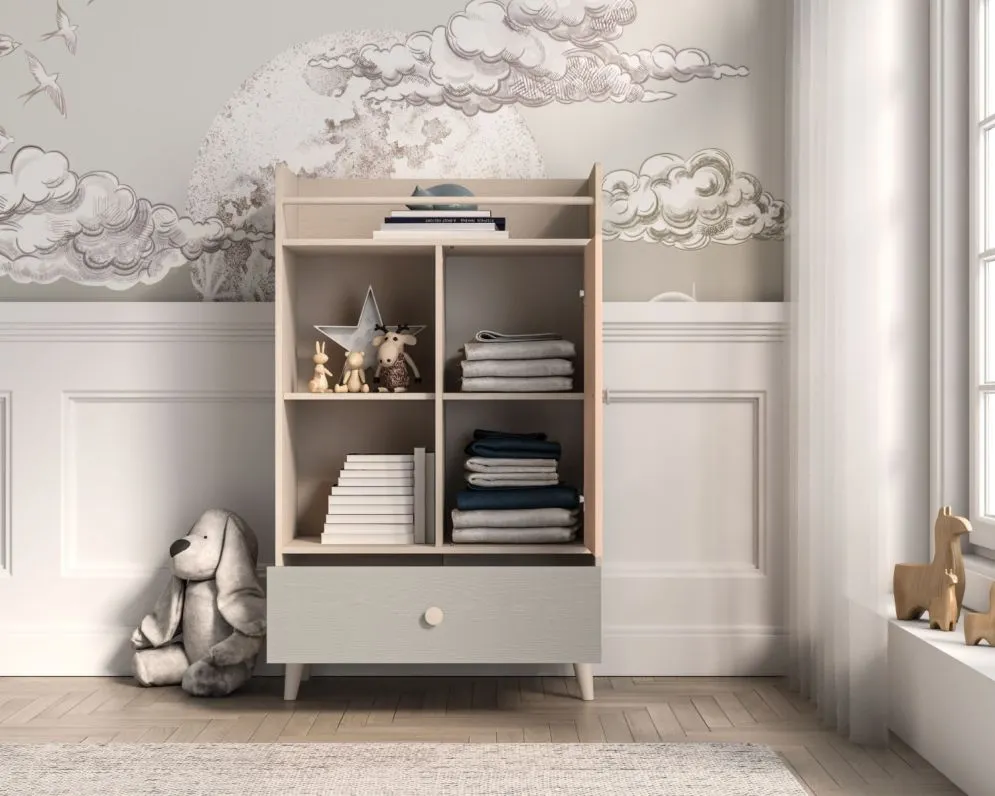 Komoda dziecięca MEVEL 04 130 szara I sklep meblowy MIRAT. styl PASTELE kolekcja MEVEL