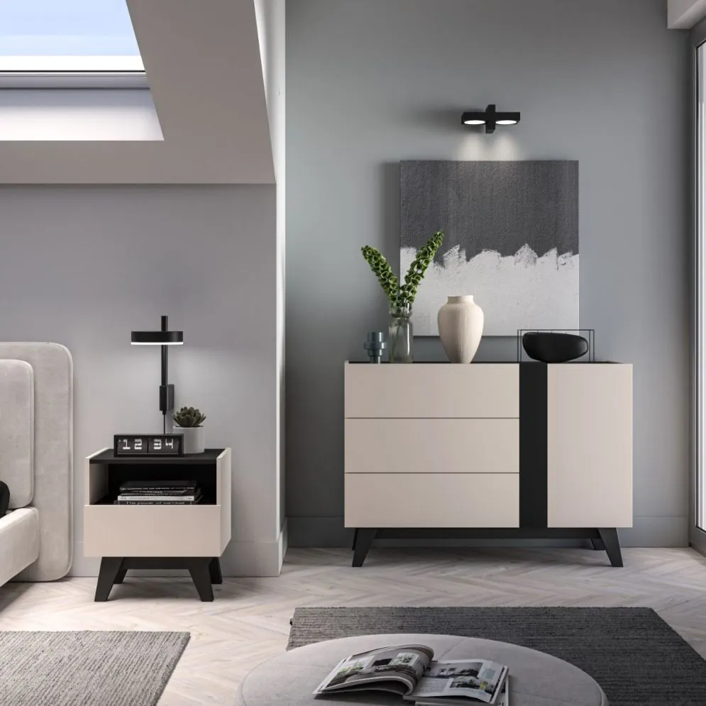 Szafka nocna FRESHION 06 kaszmirowa/czarna I sklep meblowy MIRAT.  kolekcja FRESHION