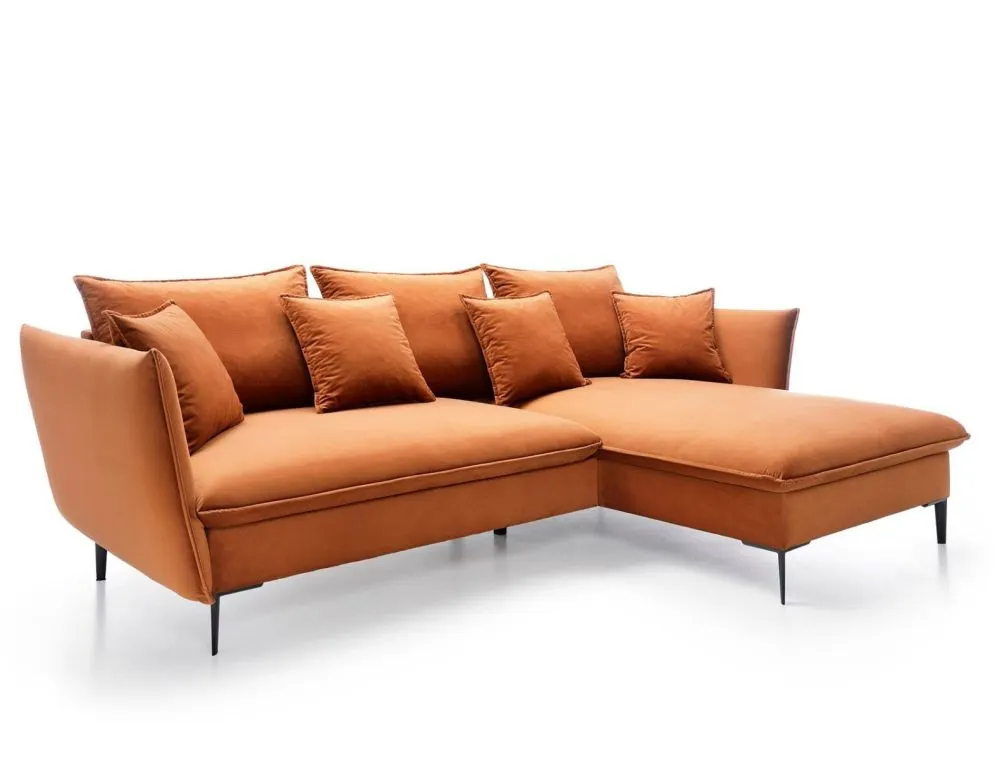 Narożnik z funkcją spania BOSS pomarańczowy z poduszkami I sklep meblowy MIRAT.