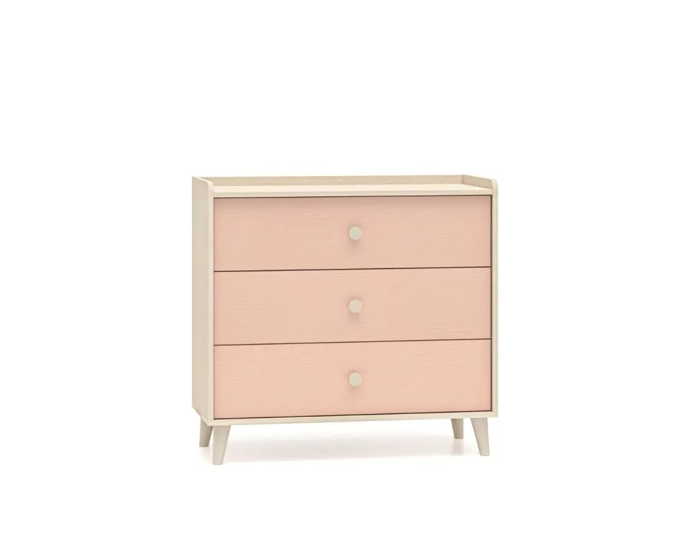 Komoda dziecięca MEVEL 06 różowa I sklep meblowy MIRAT. styl PASTELE kolekcja MEVEL