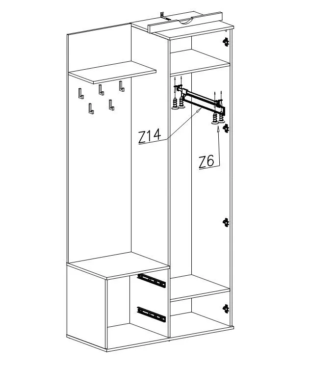 Pojemna garderoba do przedpokoju CORAL dąb złoty/antracyt z lustrem I sklep meblowy MIRAT.