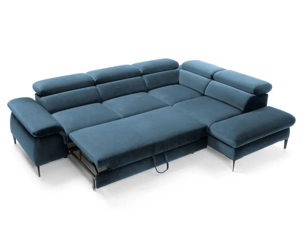 Narożnik z funkcją spania SIMON L granatowy prawy/lewy I sklep meblowy MIRAT.