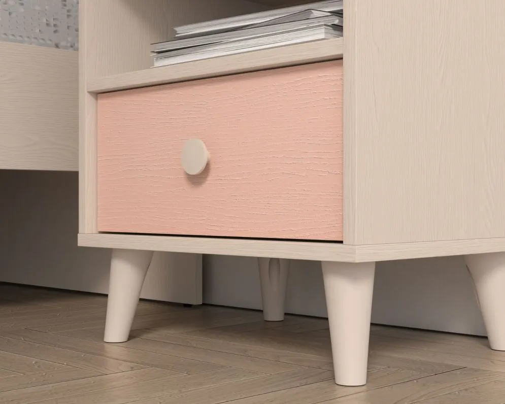 Szafka nocna dziecięca MEVEL różowa I sklep meblowy MIRAT. styl PASTELE kolekcja MEVEL