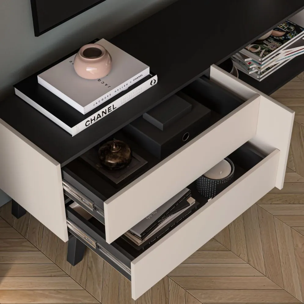 Szafka RTV FRESHION 05 1D2S 160 kaszmirowa/czarna I sklep meblowy MIRAT.  kolekcja FRESHION