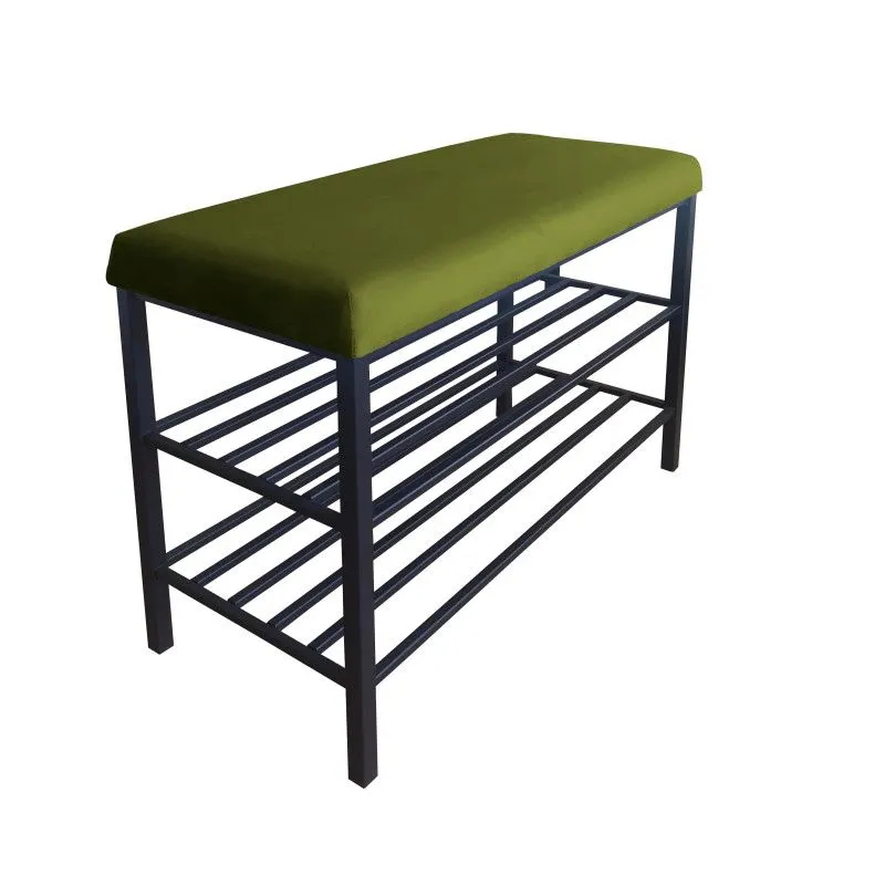 Stojak na buty z siedziskiem GAJA BL75 czarny/oliwkowy metalowy I sklep meblowy MIRAT. styl LOFT