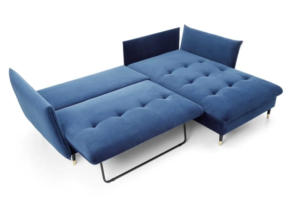 Narożnik z funkcją spania ATENA granatowy pikowany I sklep meblowy MIRAT. styl GLAMOUR