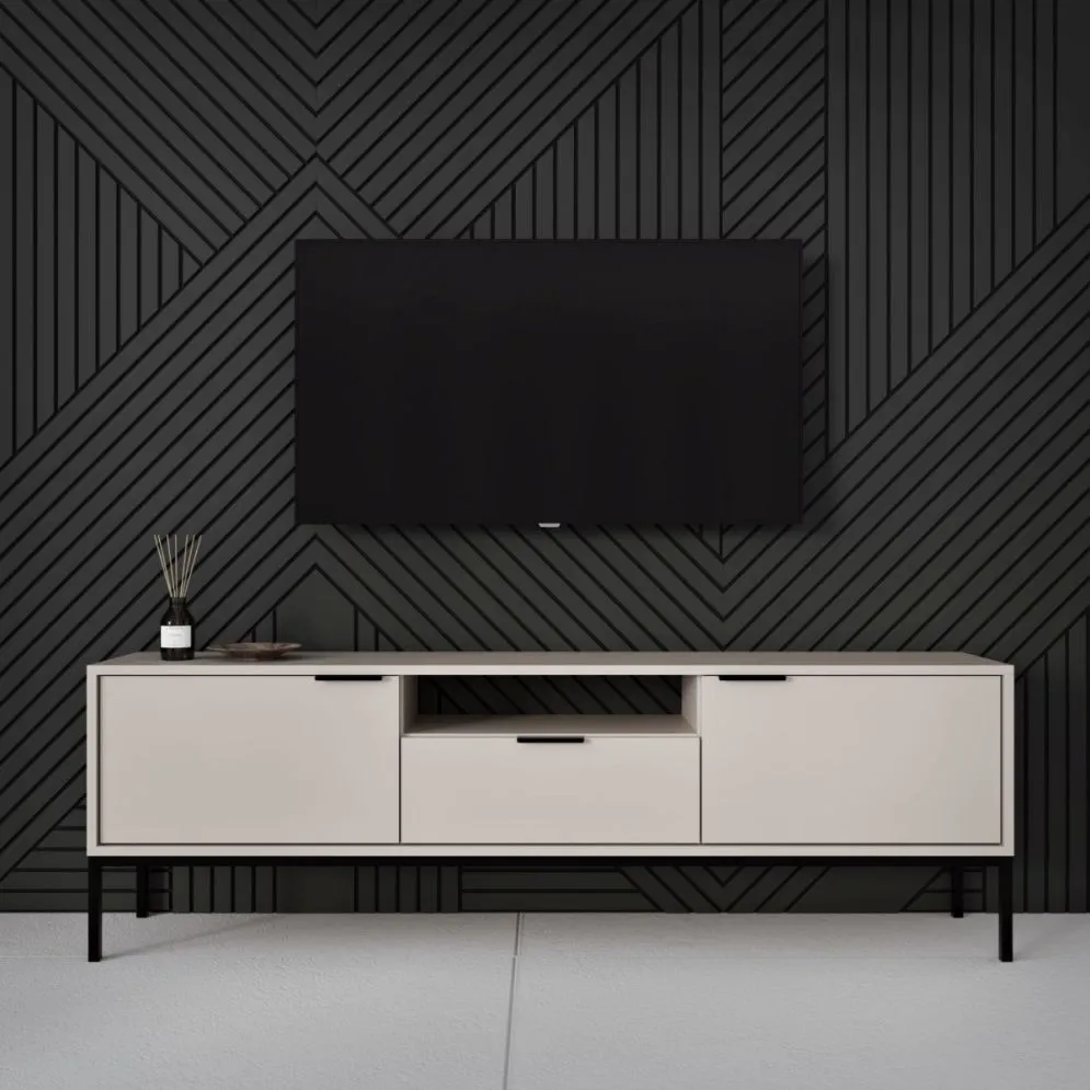 Szafka RTV AUSTIN 135 kaszmir/czarna polskiej produkcji I sklep meblowy MIRAT. styl GLAMOUR kolekcja AUSTIN