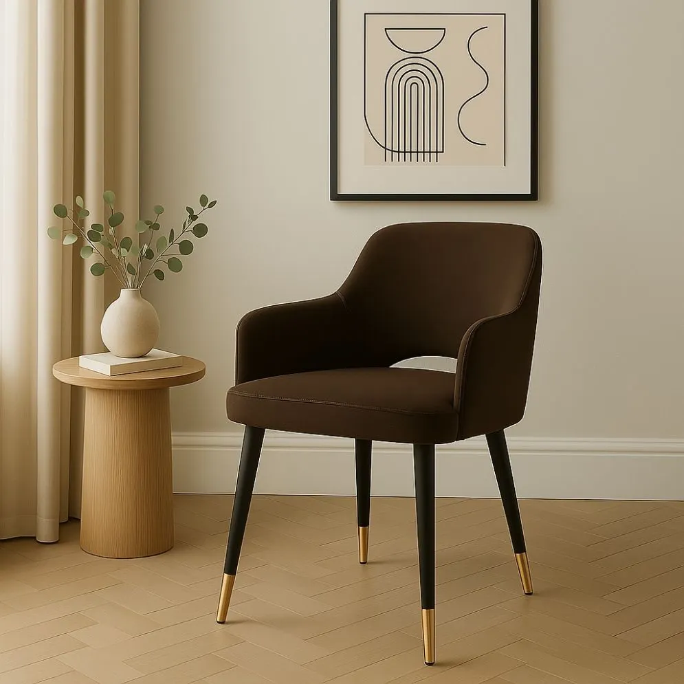 Krzesło NAPO VELVET GOLD brązowe na metalowych nogach | MIRAT.