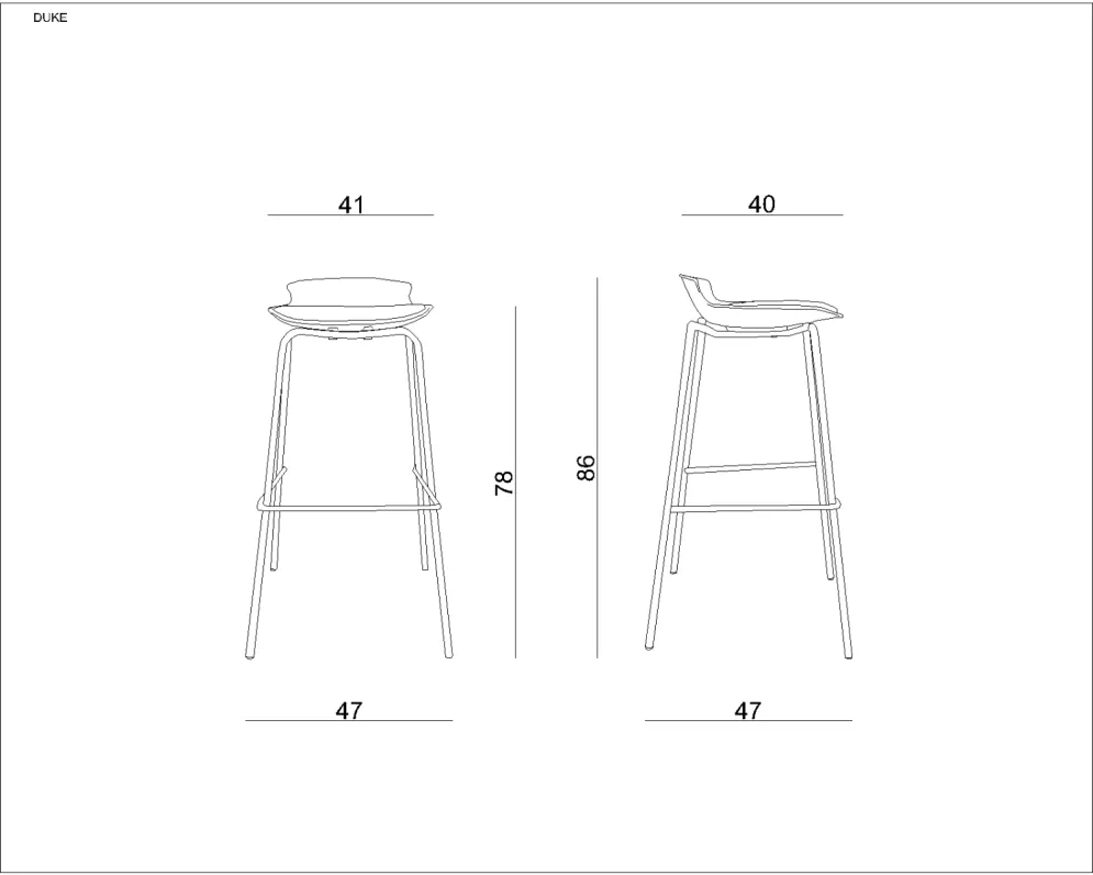 Hoker DUKE biały z metalową biała podstawą i podnóżkiem | MIRAT. w stylu  kolekcja
