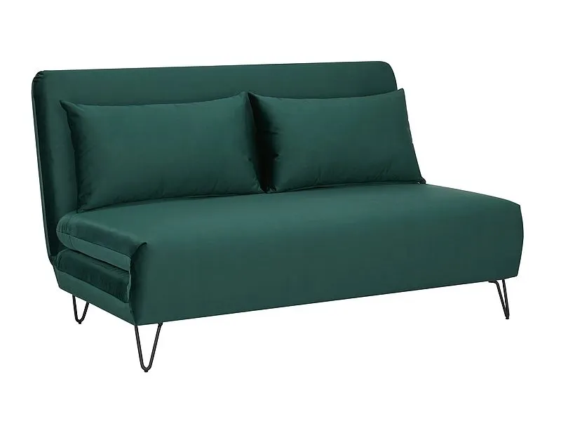 Sofa rozkładana z funkcją spania ZENIA VELVET zielona z poduszkami | MIRAT. w stylu GLAMOUR kolekcja