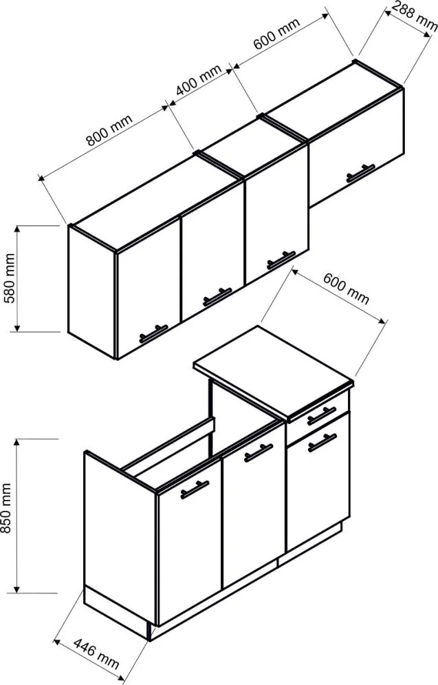 Zestaw mebli kuchennych MELA I dąb sonoma Stolkar | MIRAT.