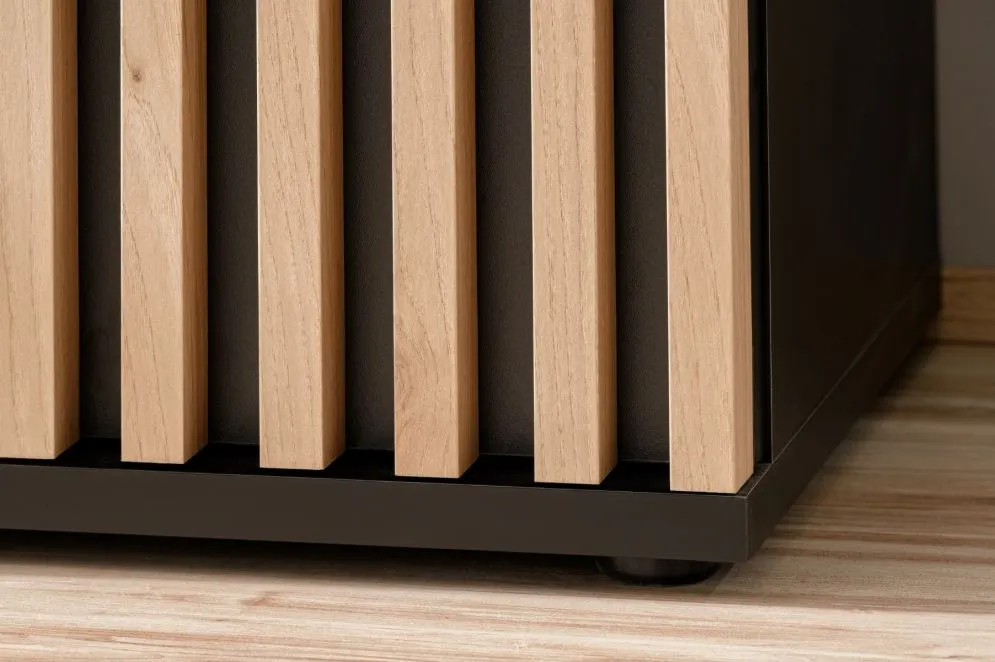 Szafka RTV CAMERON hickory jackson/czarna z biokominkiem do salonu I sklep meblowy MIRAT.