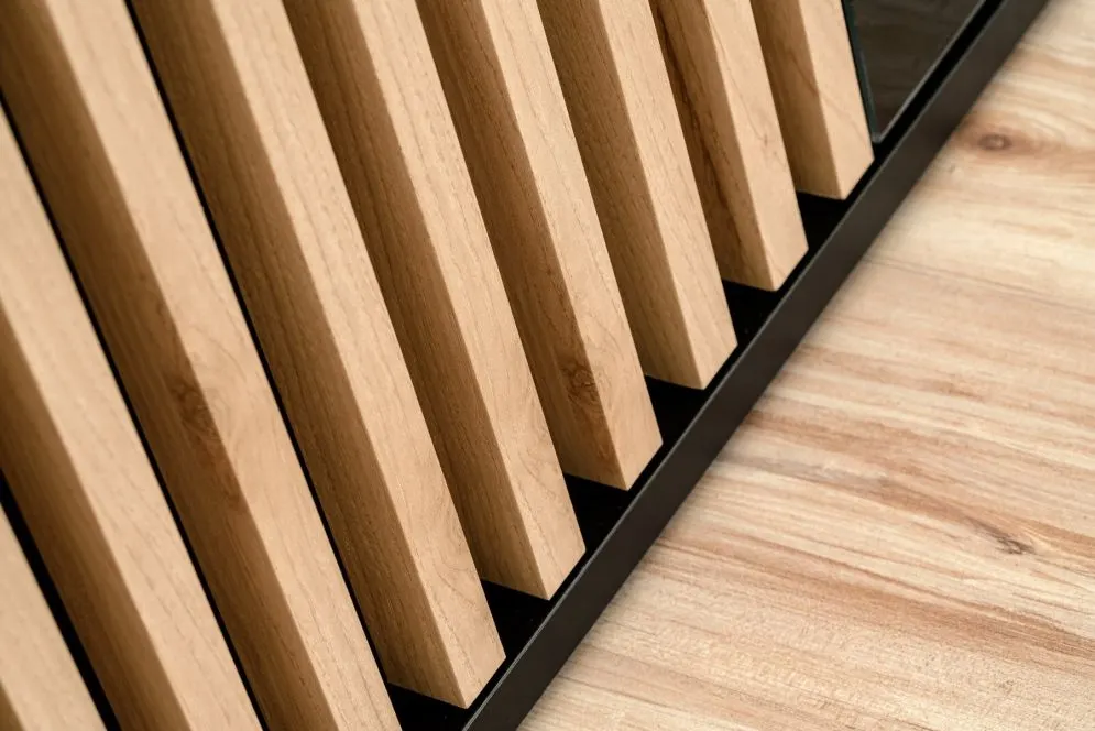 Szafka RTV CAMERON LED hickory jackson/czarna przeszklona I sklep meblowy MIRAT.