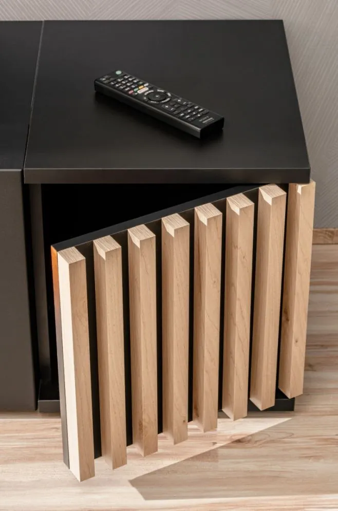 Szafka RTV CAMERON LED hickory jackson/czarna przeszklona I sklep meblowy MIRAT.