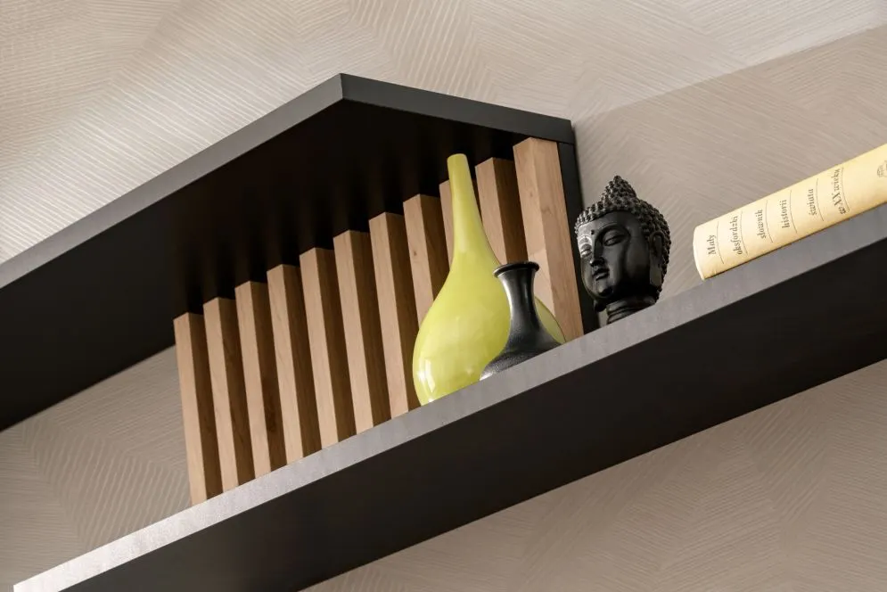 Półka CAMERON hickory jackson/czarna ścienna I sklep meblowy MIRAT.