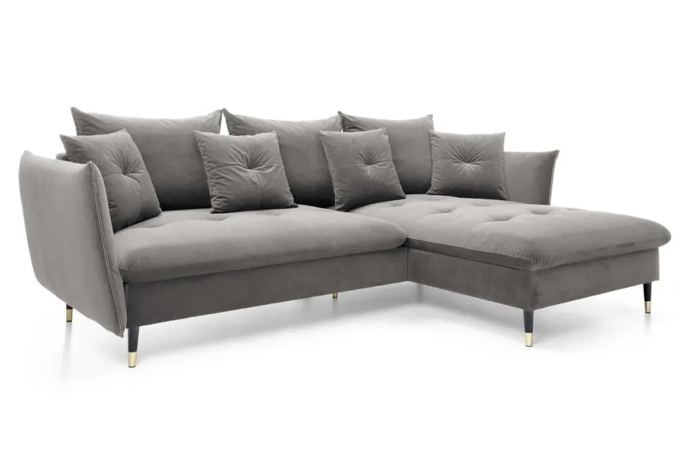 Narożnik z funkcją spania ATENA szary z pojemnikiem na pościel I sklep meblowy MIRAT. styl GLAMOUR