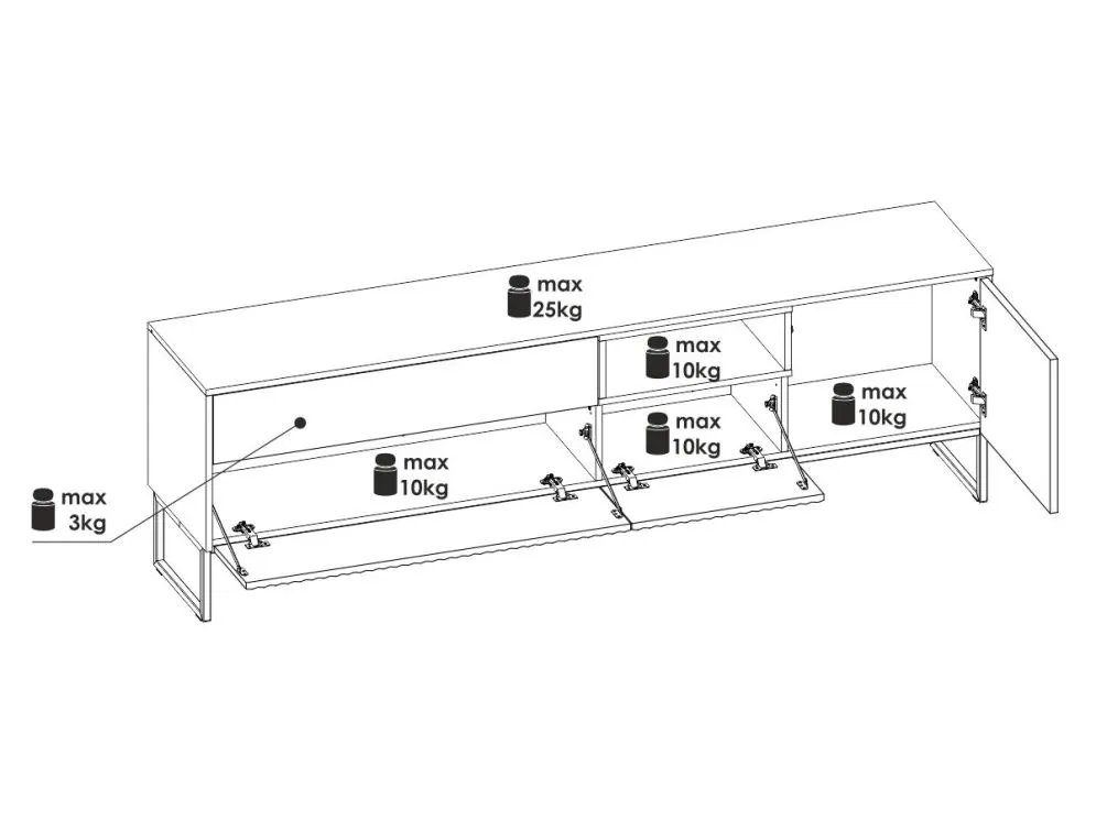 Szafka RTV ZOE 1D2K1S jodełka scandi/biały mat z ryflowanymi frontami I sklep meblowy MIRAT. styl RYFLOWANY, SKANDYNAWSKI kolekcja ZOE