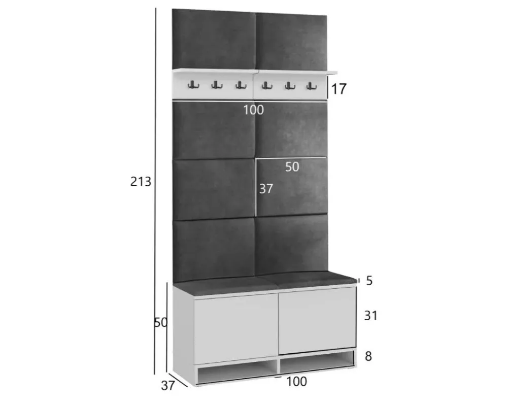 Szafka na buty z siedziskiem i wieszakiem DUBAI dąb craft/szara I sklep meblowy MIRAT. styl LOFT, SKANDYNAWSKI kolekcja DUBAI