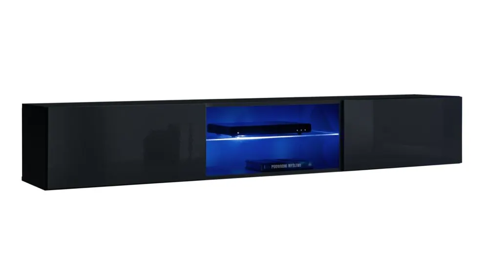 Meblościanka SWITCH MET VI czarny połysk do eleganckiego salonu | MIRAT.  kolekcja SWITCH MET