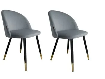 Zestaw krzeseł CLAUDINE 1 VELVET GOLD 2 szt szare