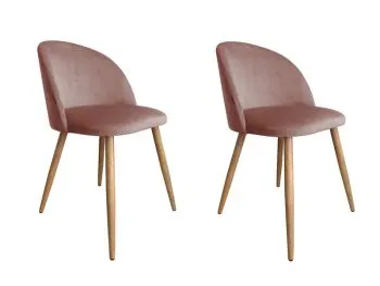 Zestaw krzeseł CLAUDINE 2 VELVET 2 szt różowe/dąb