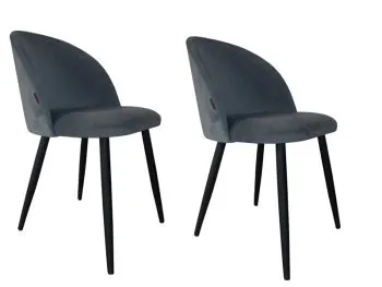 Zestaw krzeseł CLAUDINE 1 BL VELVET 2 szt ciemno szare