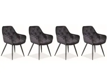 Zestaw krzeseł CHERRY VELVET 4 szt czarne