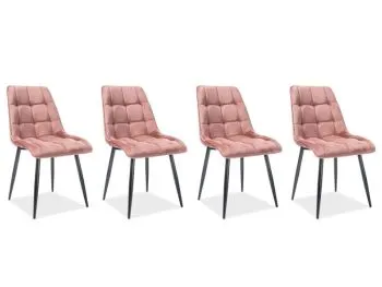 Zestaw krzeseł CHIC VELVET 4 szt różowe