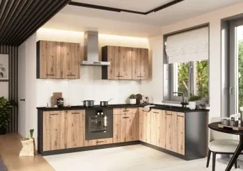 Zestaw mebli kuchennych ANIKA 2,0x2,6 grafitowy/dąb artisan