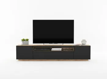 Szafka RTV 200 NOLA 2 dąb artisan/czarny mat