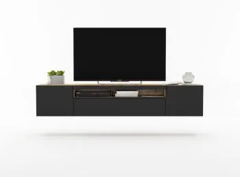 Szafka wisząca RTV 200 NOLA 1 dąb artisan/czarny mat