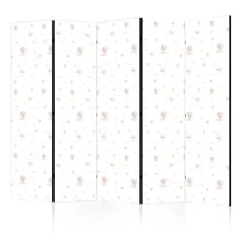 Parawan dwustronny Dla dzieci 225x172 cm 5-częściowy czarny