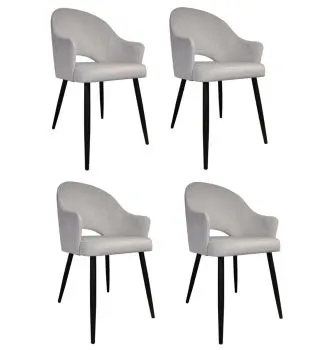 Zestaw krzeseł JENISEJ VELVET 4szt. jasno szare