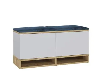 Szafka na buty z siedziskiem DUBAI biała/dąb craft/granatowa