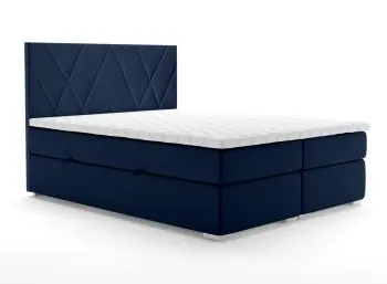 Łóżko kontynentalne MELROSE 180x200 granatowe velvet z pojemnikiem