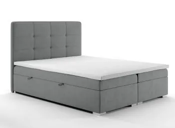 Łóżko kontynentalne TUTO 180x200 szare velvet z pojemnikiem