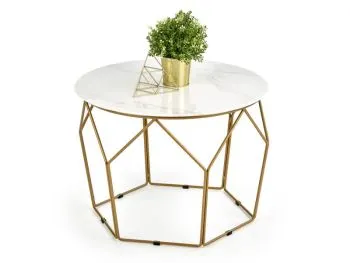 Ława MADISON 60x60 biały marmur/złota